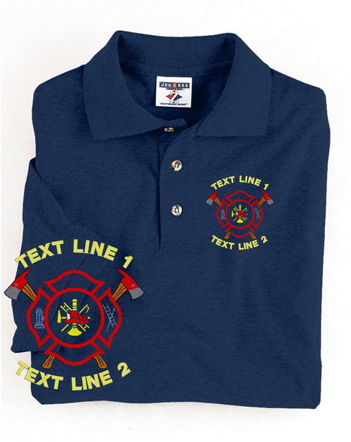 (image for) Firefighter Maltese Cross w/ Axes Polo Embroidered #108